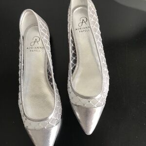 Adrianna Papell Silver flats with Rhinestones
